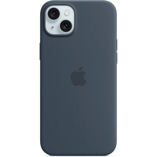 Silicone case iPhone 15 Plus MagSafe Storm Blue
