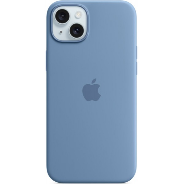 Silicone case iPhone 15 Plus MagSafe Winter Blue