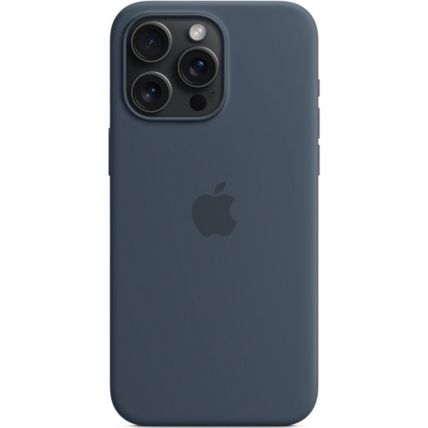 Silicone case iPhone 15 Pro Max MagSafe Storm Blue