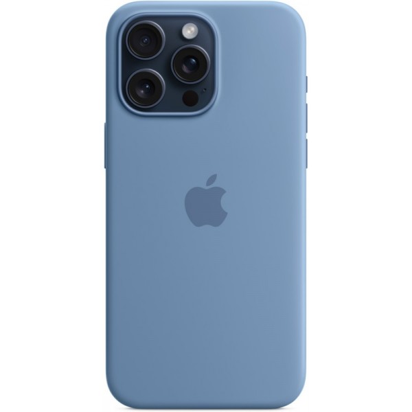 Silicone case iPhone 15 Pro Max MagSafe Winter Blue