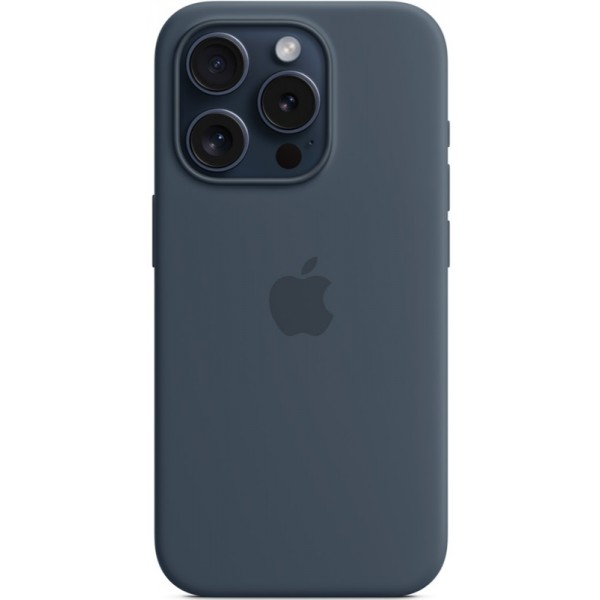 Silicone case iPhone 15 Pro MagSafe Storm Blue