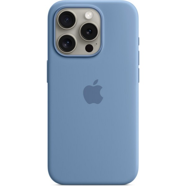 Silicone case iPhone 15 Pro MagSafe Winter Blue