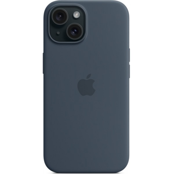 Silicone case iPhone 15 MagSafe Storm Blue