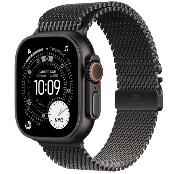 Apple Watch Ultra 3 Black Titanium 49 mm Black Titanium Milanese Loop