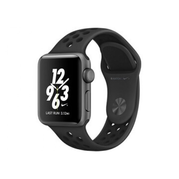 Apple Watch Nike+ 38 мм, алюминиевый корпус серый космос, спортивный ремешок Nike антрацитовый-чёрный
