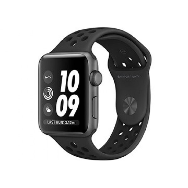 Apple Watch Nike+ 42 мм, алюминиевый корпус серый космос, спортивный ремешок Nike антрацитовый-чёрный