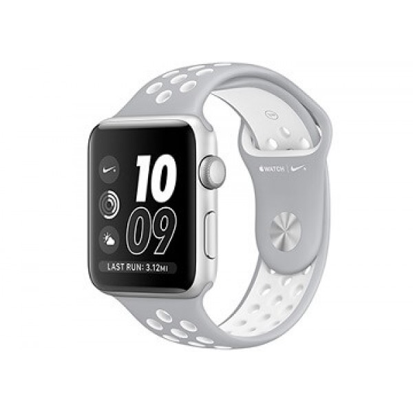Apple Watch Nike+ 42 мм, серебристый алюминиевый корпус, спортивный ремешок Nike листовое серебро-белый