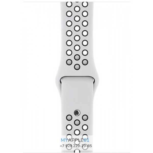 Apple Watch Series 3, 38 мм, Корпус из серебристого алюминия, спортивный ремешок Nike цвета чистая платина-чёрный
