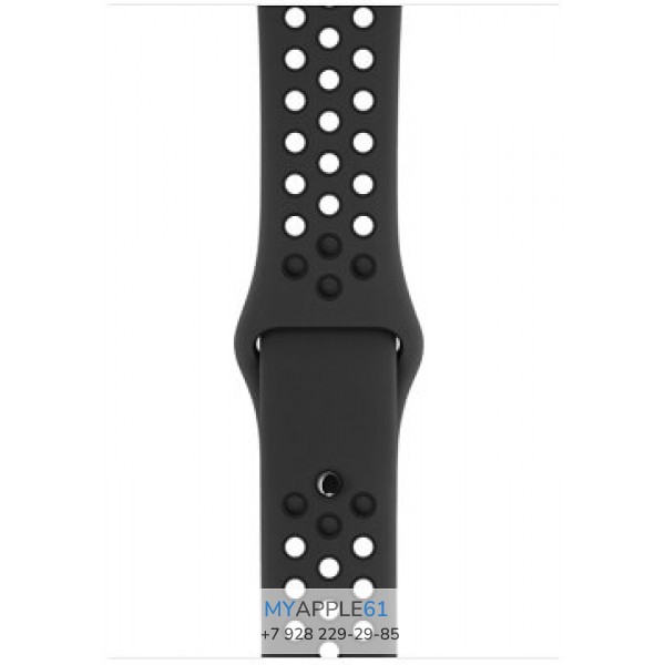 Apple Watch Series 3, 42 мм, Корпус из алюминия цвета серый космос, спортивный ремешок Nike цвета антрацитовый-чёрный