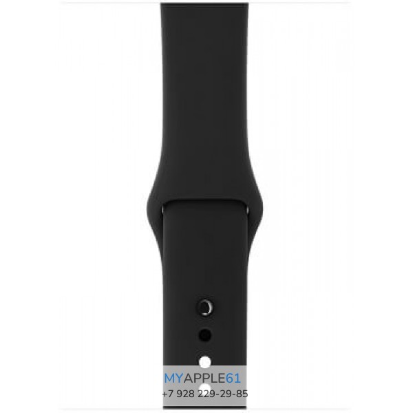 Apple Watch Series 3, 42 мм, Корпус из алюминия цвета "серый космос", спортивный ремешок чёрного цвета