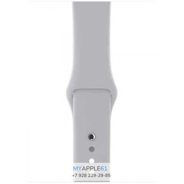 Apple Watch Series 3, 42 мм, Корпус из серебристого алюминия, спортивный ремешок дымчатого цвета