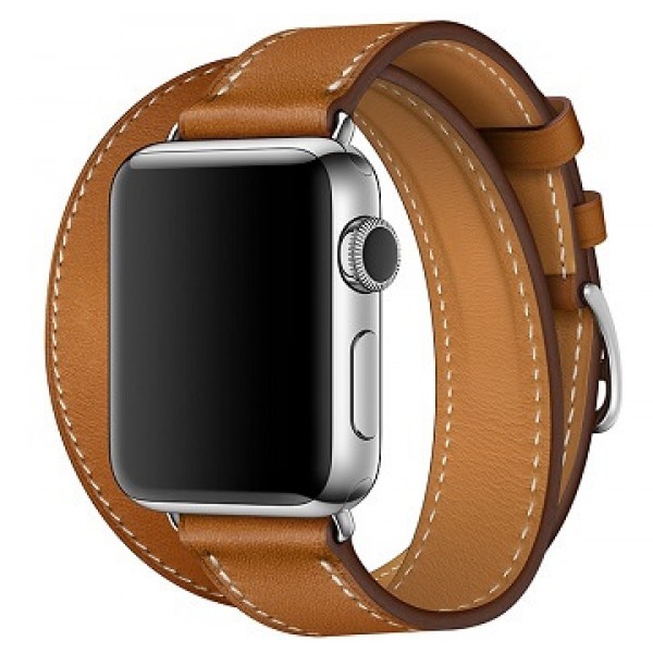 Apple Watch Hermes 38 мм, Корпус из нержавеющей стали, ремешок Double Tour из кожи Barenia цвета Fauve