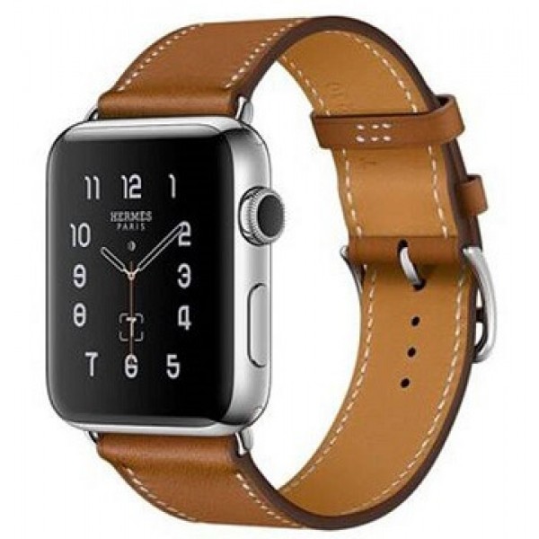 Apple Watch Hermes 38 мм, Корпус из нержавеющей стали, ремешок Simple Tour из кожи Barenia цвета Fauve